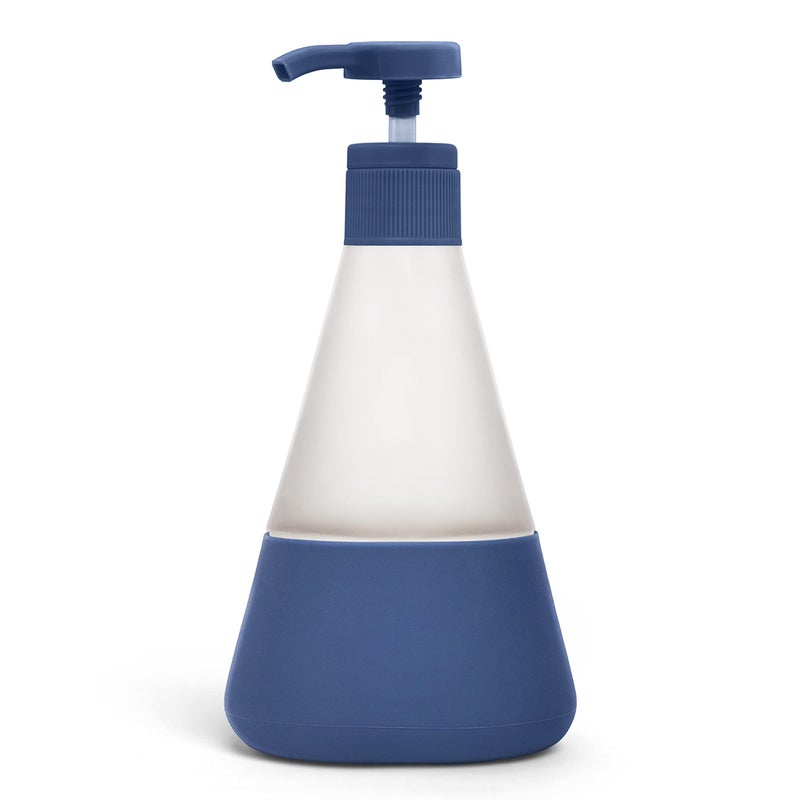 Cleancult Hand Soap Dispenser (12oz, 1 Pack) - Refillable Glass Soap Dispenser with Pump - Shatter Resistant - Non Slip Silicone Sleeve - Midnight Blue - Image 1